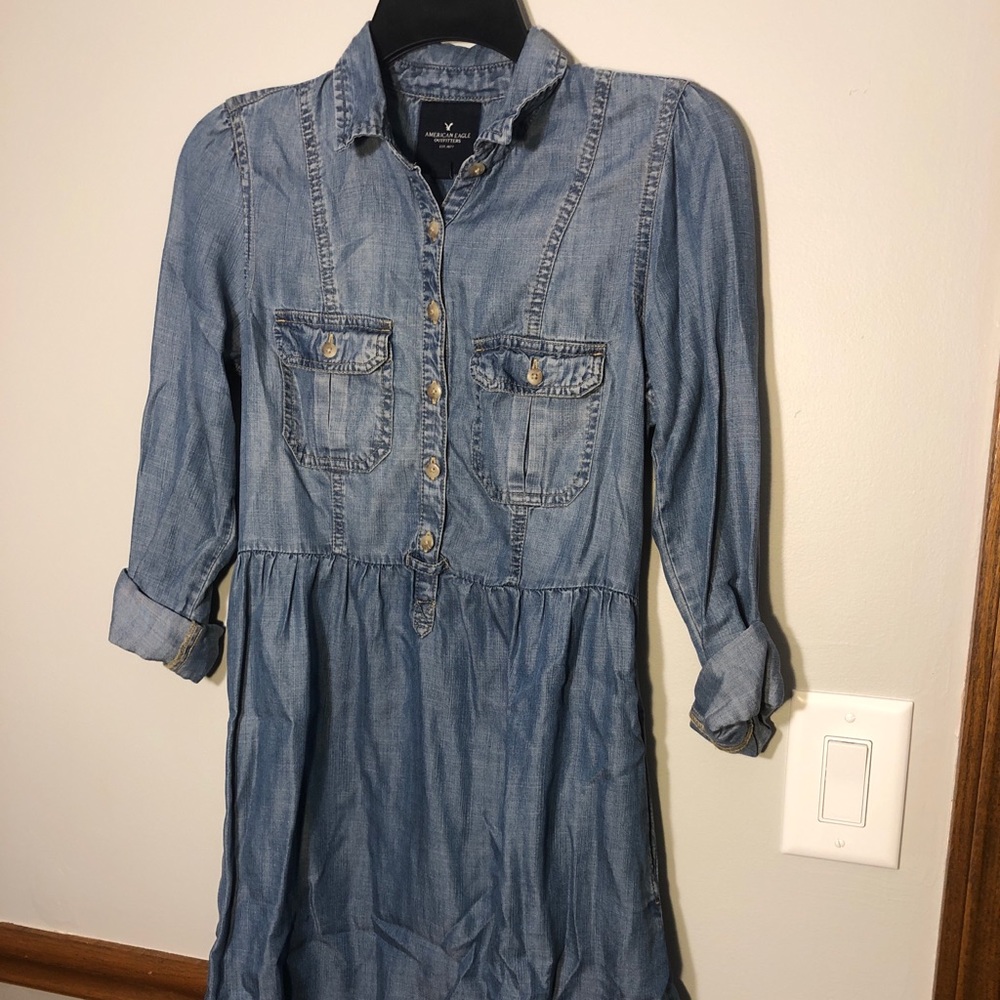 American Eagle Denim Long Sleeve Dress